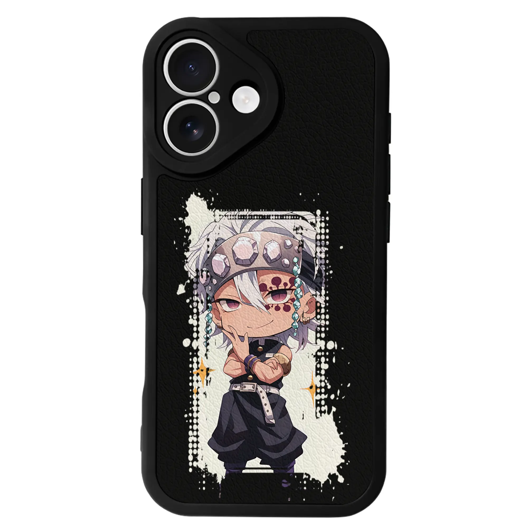 鬼滅の刃 グッズ,宇髄 天元 - IPhone 16シリーズ対応 ・ シリコンスマホケース ・ レザー調 ・ 高精度フィット ・ 耐衝撃 ・ ワイヤレス充電対応 ・ 精密カット